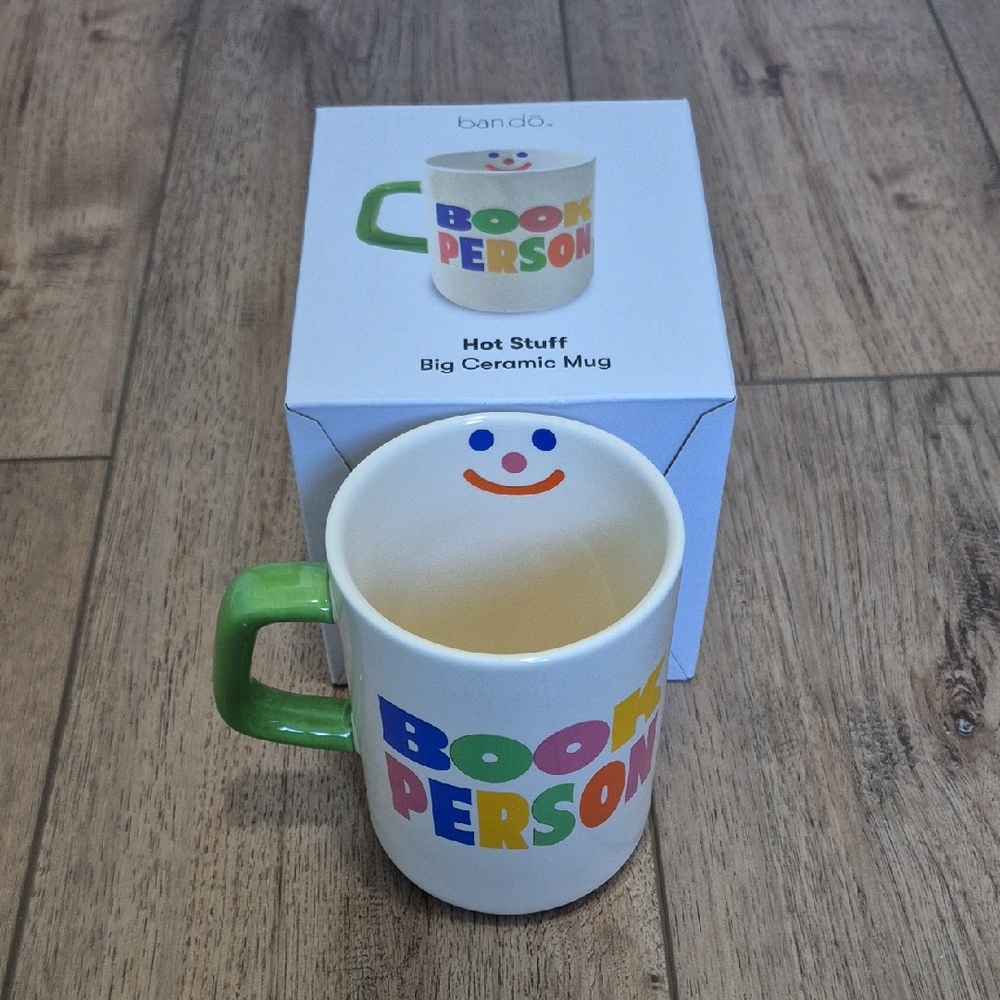 NWT Ban.do Colorful 'Book Person' Mug with Green Handle
